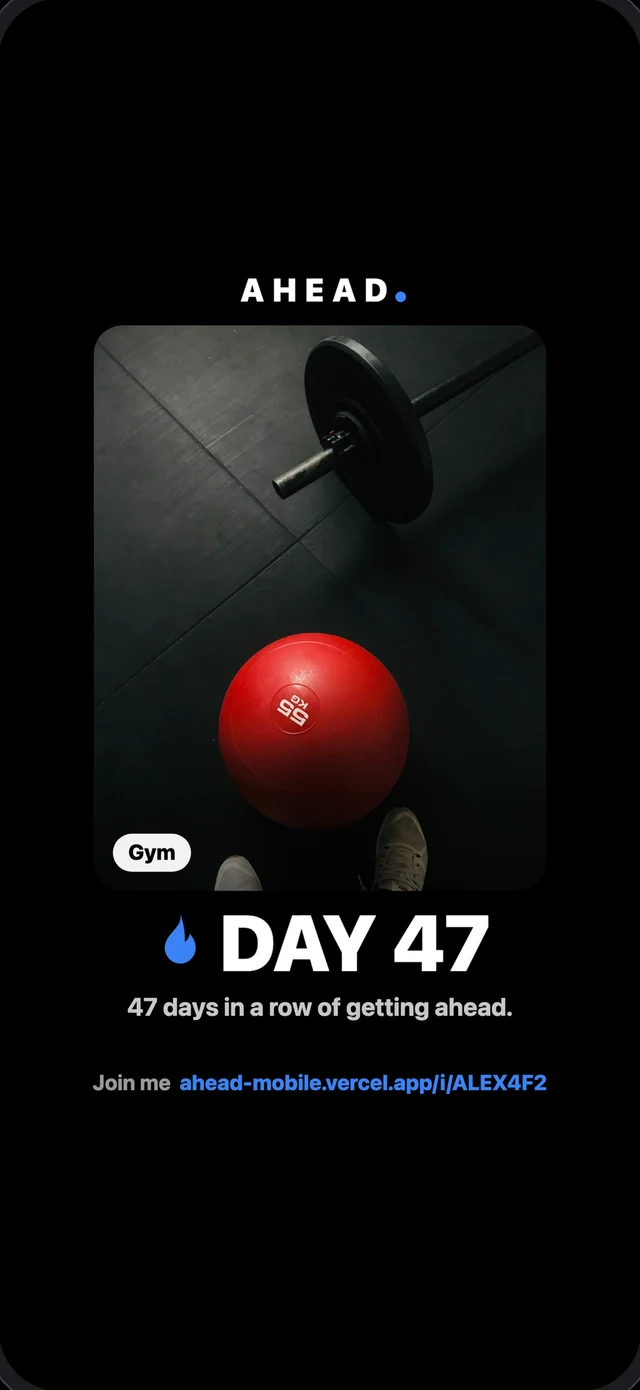 A shareable story card reading Day 47